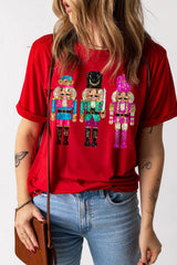 Red Nutcracker Heat Transfer Printing Graphic Crewneck T Shirt