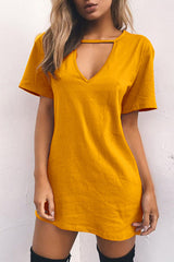 Fashion Casual Solid Patchwork V Neck A Line Dresses(11 Colors)