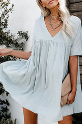 Fashion Casual Solid Split Joint V Neck Princess Dresses