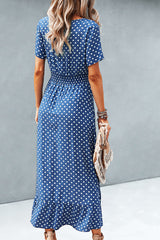 Fashion Street Polka Dot Patchwork V Neck Irregular Dresses