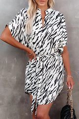 Fashion Street Animal Print Patchwork O Neck Irregular Dresses