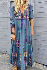 Fashion Print V Neck Straight Dresses(4 Colors)