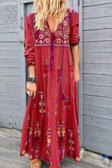 Fashion Print V Neck Straight Dresses(4 Colors)