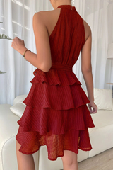 Casual Solid Mesh Halter Mesh Dress Dresses(2 Colors)