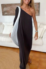 Fashion Casual Solid Oblique Collar One Step Skirt Dresses(3 Colors)