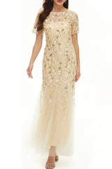 Celebrities Elegant Patchwork Sequins O Neck Evening Dress Dresses(11 Colors)