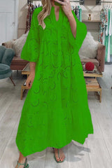 Casual Solid Hollowed Out V Neck A Line Dresses