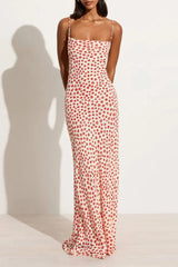 Sexy Vintage Print Flowers Backless Strap Design U Neck One Step Skirt Dresses(3 Colors)