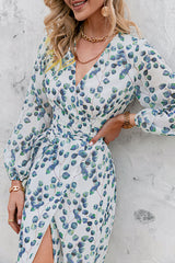 Fashion Street Print Frenulum V Neck A Line Dresses