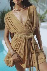 Sexy Daily Lace Up Backless V Neck Sleeveless Dresses(4 Colors)