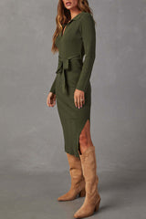 Casual Patchwork Slit Strap Design Wrapped Skirt Dresses(3 Colors)