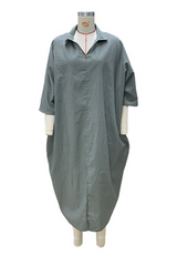 Casual Slit Irregular V Neck Long Sleeve Dresses