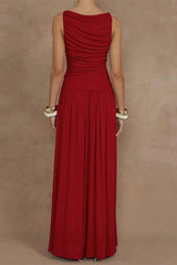 Casual Ruched O Neck Long Dresses