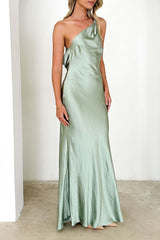 Sexy Backless Adjustable Sloping Shoulder Long Dresses