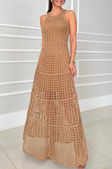 Sexy Hollow Out O Neck Sleeveless Dresses(3 Colors)