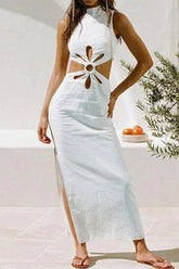 Sexy Hollow Out Backless Slit Half A Turtleneck One Step Skirt Dresses