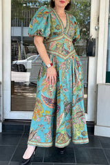 Casual Floral Print Pocket V Neck A Line Dresses