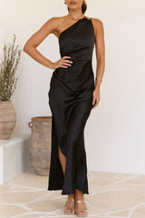 Sexy Slit Adjustable Sloping Shoulder Long Dresses(3 Colors)