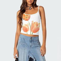 Tulip Mushroom Print Rib Tank Top