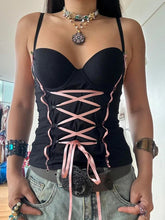 Pydshop 2024 Fashion Woman tops y2k style Vintage Strap Lace Up Bandage Corset Top