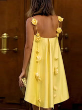 3D Floral Ribbon Halter Beach Dress