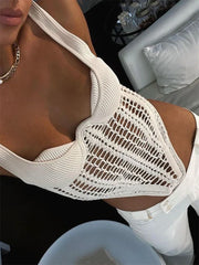 Pydshop Fishbone Waist Crocheted Knitted Crop Tops Women Vest Tee 2024 Summer Sexy Sleeveless Hollow Out Y2K Tops Corset TopChristmas Gifts