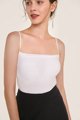 Pydshop White Cropped Cami Top With Inner Bra