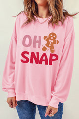Pink OH SNAP Gingerbread Man Christmas Pullover Sweatshirt