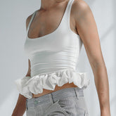 Pydshop Solid Color Slim Camisole Top Bubble Vest Women's Ruched Patchwork Sexy Sleeveless Hot Girl Y2K Club Party Short Vestido