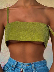 Pydshop Sparkly Y2K Tops Women Summer Suspender Sleeveless Sexy Crop Top 2024 Femme Elegant Night Party Basic Cute Tops TeeChristmas Gifts
