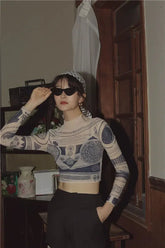 Pydshop Ancient Egyptian Mystique Symbol Crop Top