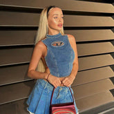 Pydshop Cowgirl Denim Halter Corset Top