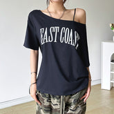 'East Coast' Oversized Off-Shoulder Shirt