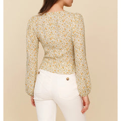 Pydshop Womens Tops And Blouses Fashion Floral Print Blouse Top V Neck Long Sleeve Buttoned Casual Elegant Shirts For Women Vintage