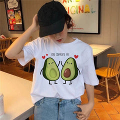 2022 Pydshop New Printed Kawaii Cartoon T-Shirt Women Casual Graphics Avocado Summer Short Sleeved White T-Shirt Oversize Female Top Tee