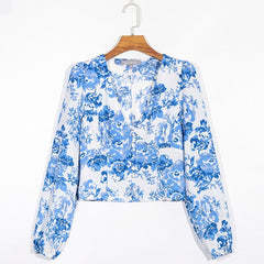 Pydshop Women Blouse V Neck Long Sleeve Summer Chiffon Blouse Women Vintage Floral Print Casual Tops For Womens Tops And Blouses