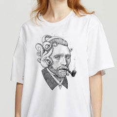 90s Vintage Tshirt Fashion Top Tees Summer Women Tshirt Van Gogh Harajuku Aesthetic T Shirts Women Oil Painting Funny T-shirt