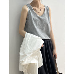 Pydshop birkenstock clogs outfit fall Autumn Korean Style Simple U-Collar Slimming Vest Women's Loose Base Wide Shoulder Strap Sleeveless Top