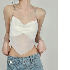 Pydshop discover style ideas Bow Pure Desire Atmosphere Sweet and Spicy Sexy Lace-up Neck Chain Strip Slimming Backless Camisole Women's Top Summer
