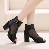 Pydshop Women's Chunky Mid Mesh High Top Boots