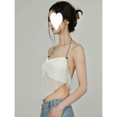 Pydshop discover style ideas Bow Pure Desire Atmosphere Sweet and Spicy Sexy Lace-up Neck Chain Strip Slimming Backless Camisole Women's Top Summer