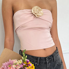 Pydshop Mikah Floral Detailed Strapless Top