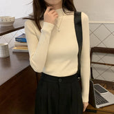 Chic Casual Half Turtleneck Women Sweaters 2023 Autumn Winter Pullovers Full Sleeve Stretched Female Knitted Tops