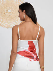 Pydshop Y2k Vintage Women's Summer Cami Tops Sleeveless Low Cut Flower Print Fitted Vest for Party
