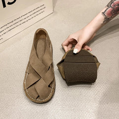 Pydshop 2024 Hot SummerNew Women's Outdoor Indoor Sandals Top Layer Cowhide Handmade Woven Women Casual Flat Bottomed Beach Woman Shoes