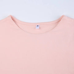 Pydshop 2024 Fashion Woman tops y2k style Pink Round Neck Long Sleeves Top