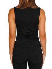 Pydshop Y2k Vintage Crop Tops Floral Print Slim Fitted Sleeveless Vest Shirt Women Summer Casual Tank Tops Female Fashion Party Clubwear