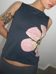 Pydshop Y2k Vintage Crop Tops Floral Print Slim Fitted Sleeveless Vest Shirt Women Summer Casual Tank Tops Female Fashion Party Clubwear