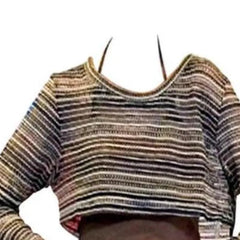 Pydshop Vintage Blue Striped Pullovers Long Sleeve Hollow Out Tops Women Y2k CE-Girl Rop Top Loose Sweaters Sexy Camisole Vest Sets