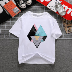 Beautiful Geometry Printed T Shirt Women 90s Graphic T-shirt Harajuku Tops Tee Cute Short Sleeve Oversized Tshirt Female Tshirts